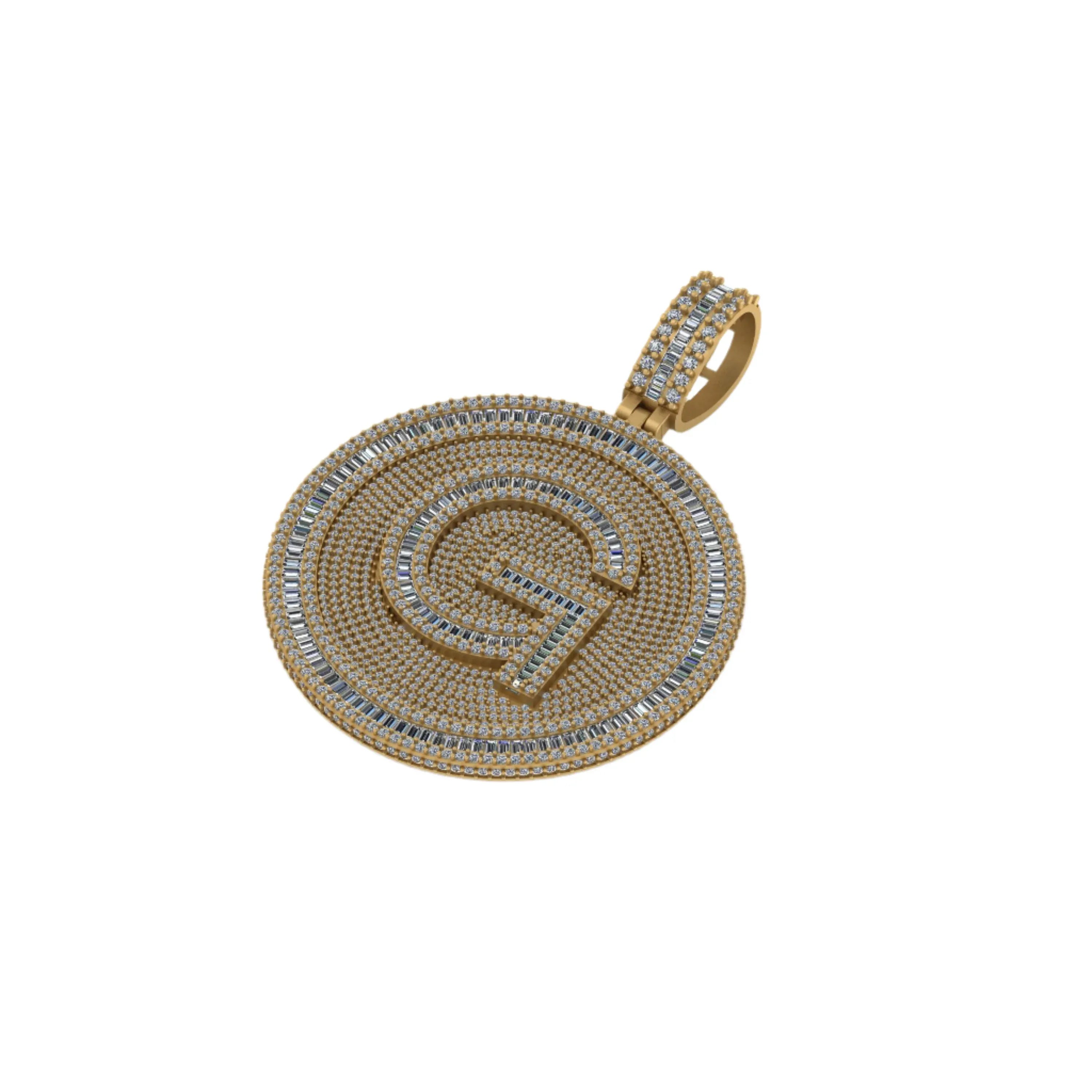 Men's Two-tone Letter Diamond Pendant - 14.88 CTW