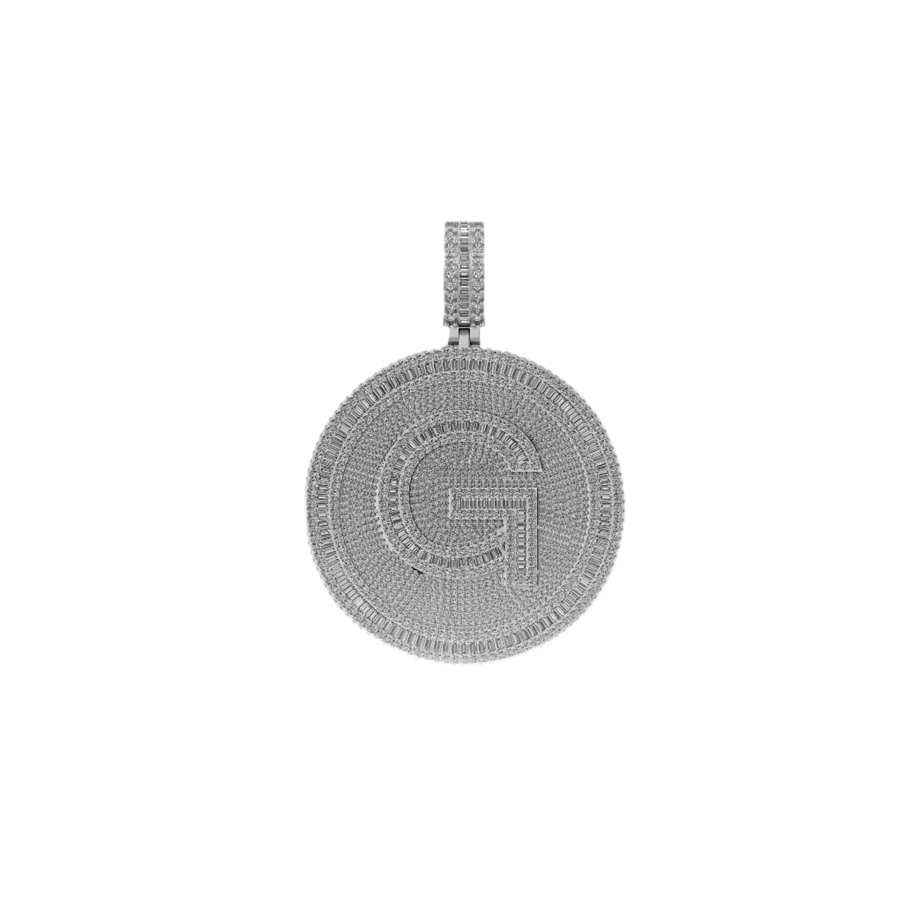 Men's Two-tone Letter Diamond Pendant - 14.88 CTW