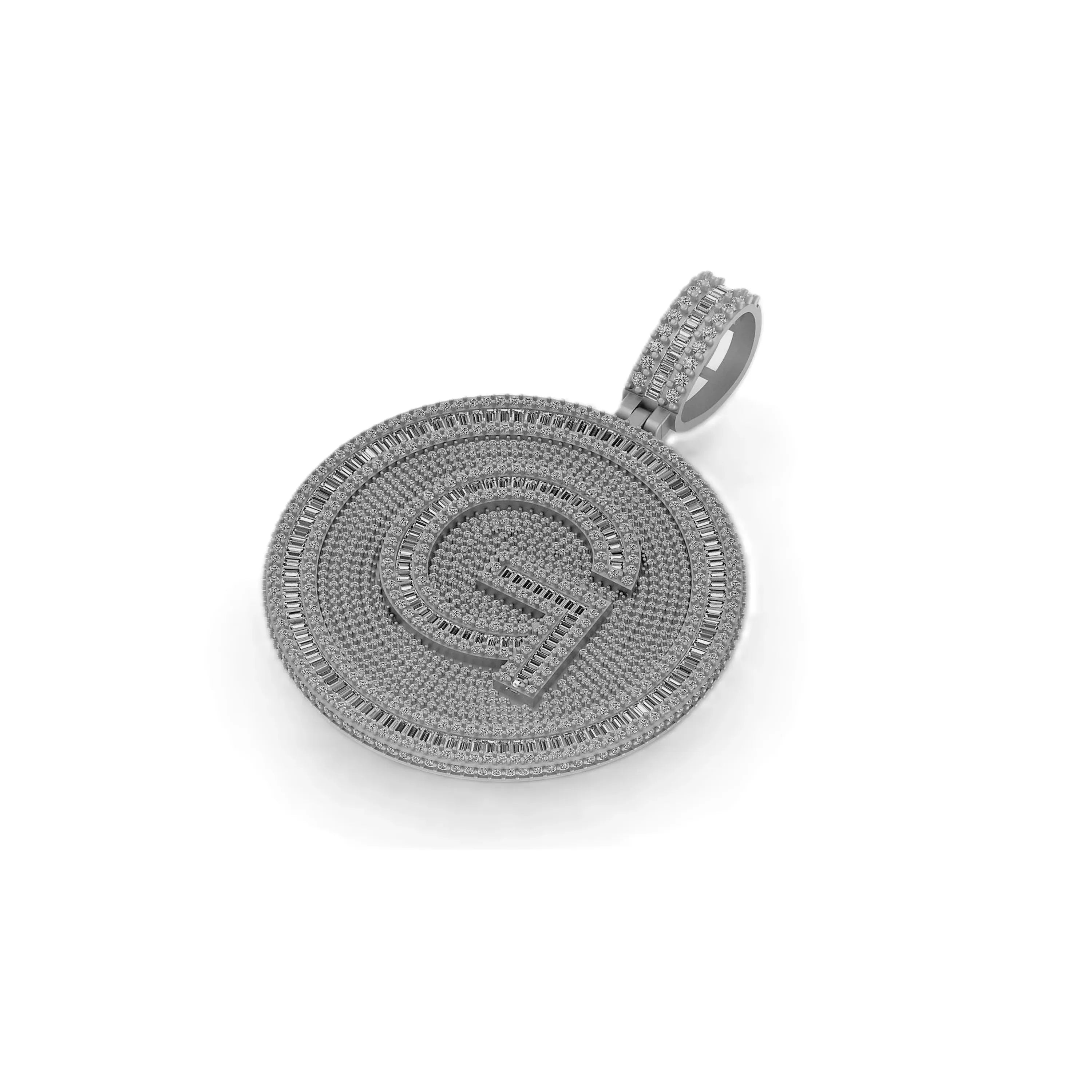 Men's Two-tone Letter Diamond Pendant - 14.88 CTW