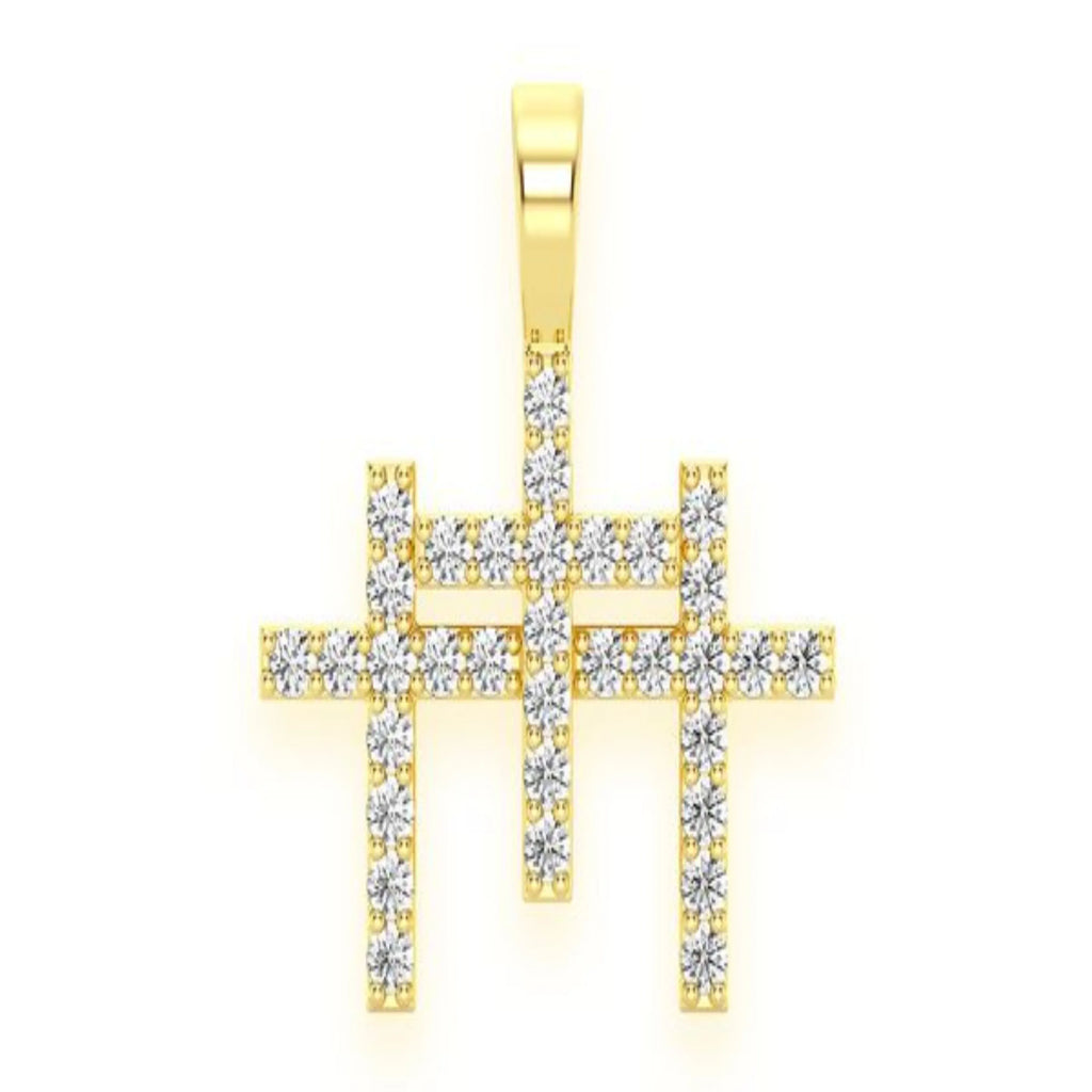 Triple Cross Pendant Moissanite Men's Jewelry- 0.5 CTW