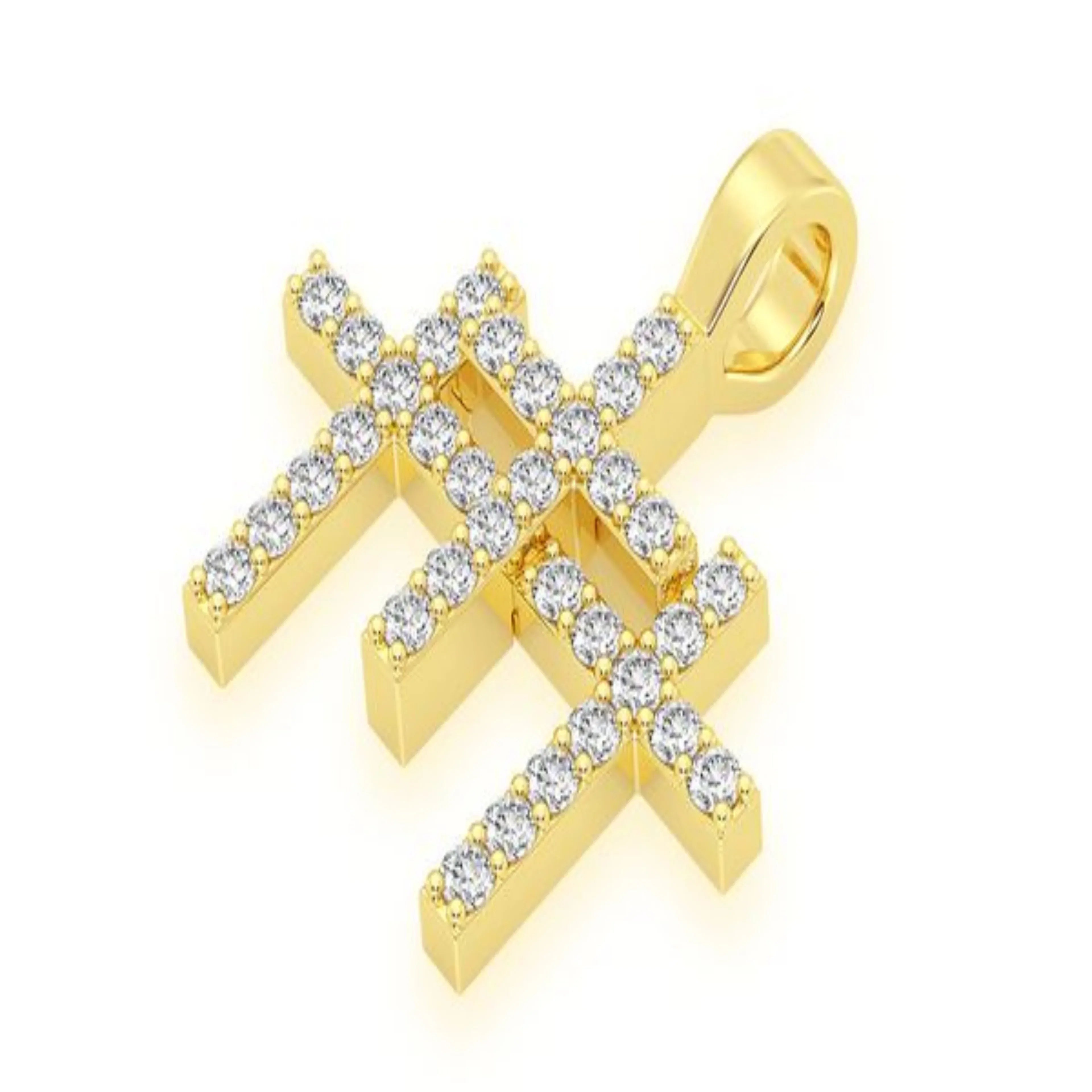 Triple Cross Pendant Moissanite Men's Jewelry- 0.5 CTW