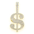 Us Dollar Sign Diamond Pendant 14k Solid Gold - 0.25 CTW