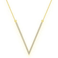 V-Shape Diamond Necklace 14K Solid Gold - 0.33 CTW
