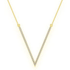 V-Shape Diamond Necklace 14K Solid Gold - 0.33 CTW