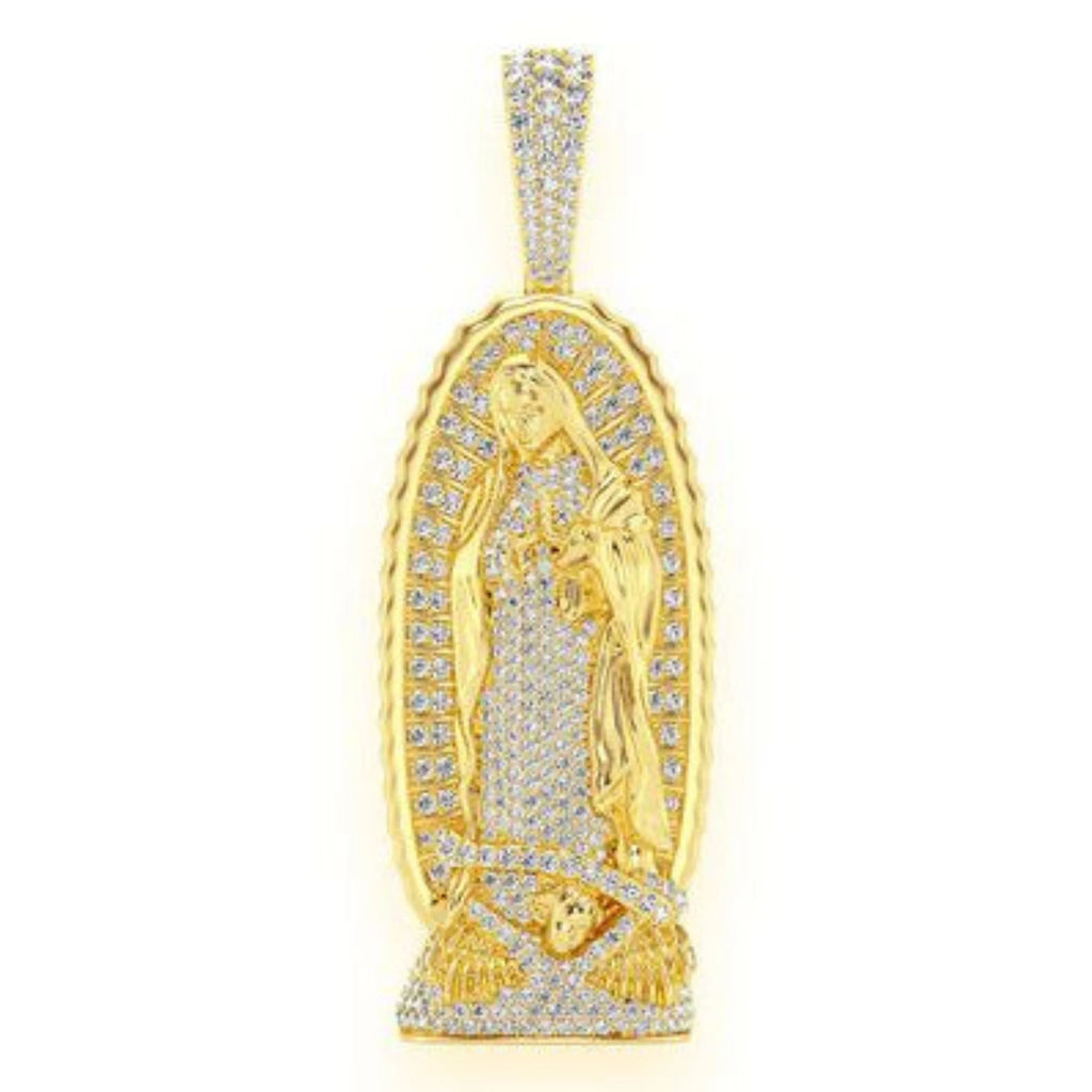 Virgini Of Guadalupe Diamond Pendant 14K Solid Gold - 5.50 CTW