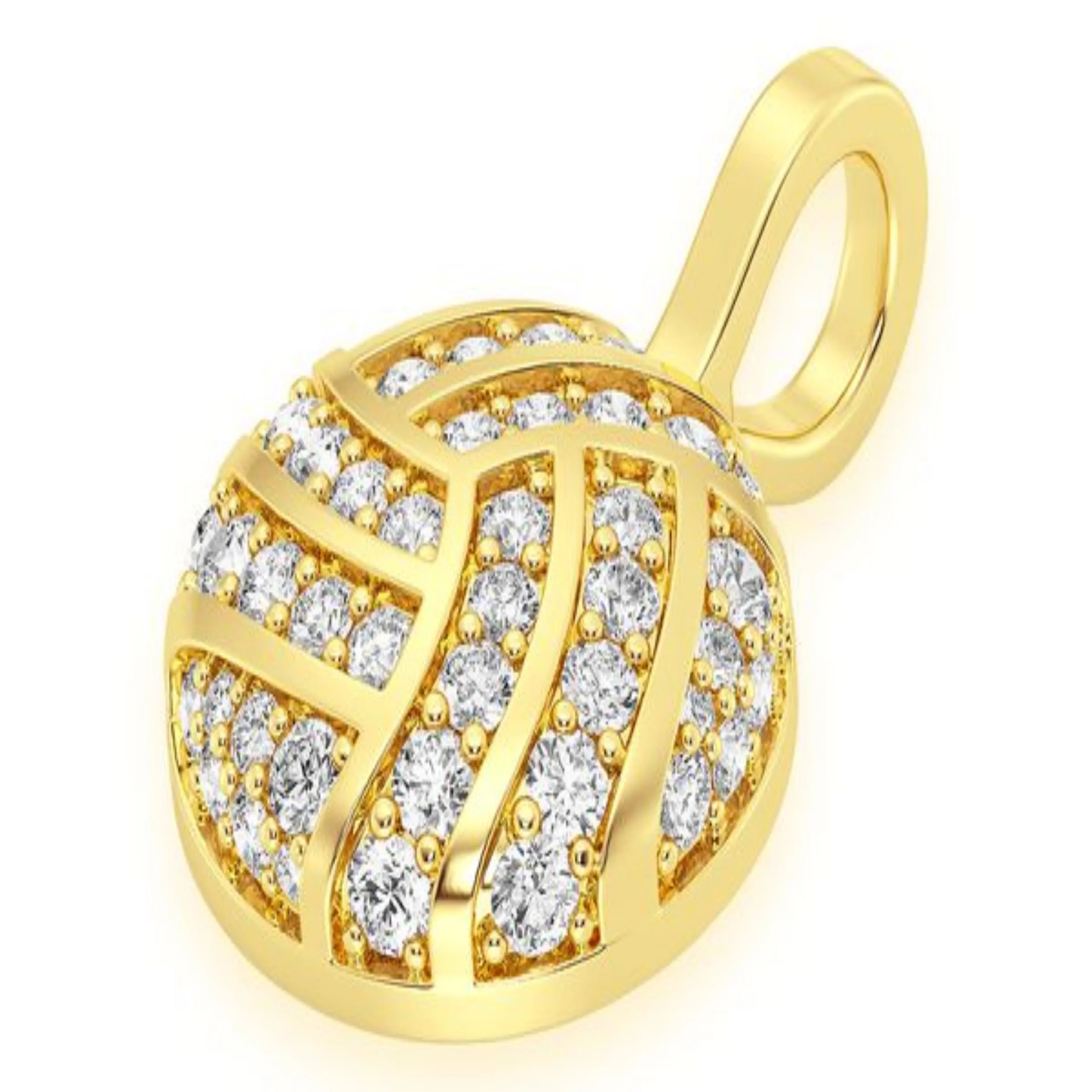 Volleyball Diamond Pendant 14k Solid Gold - 0.50 CTW
