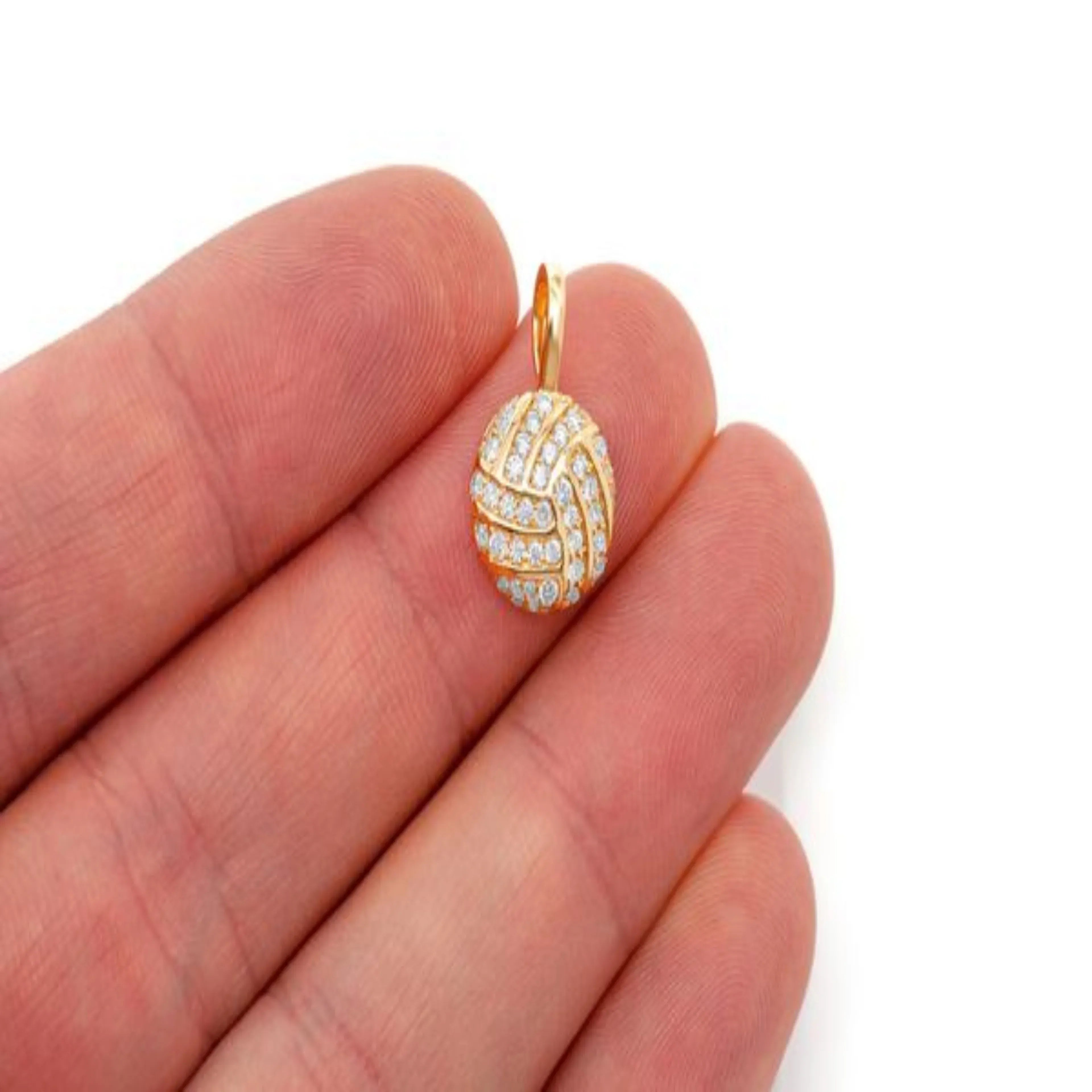 Volleyball Diamond Pendant 14k Solid Gold - 0.50 CTW