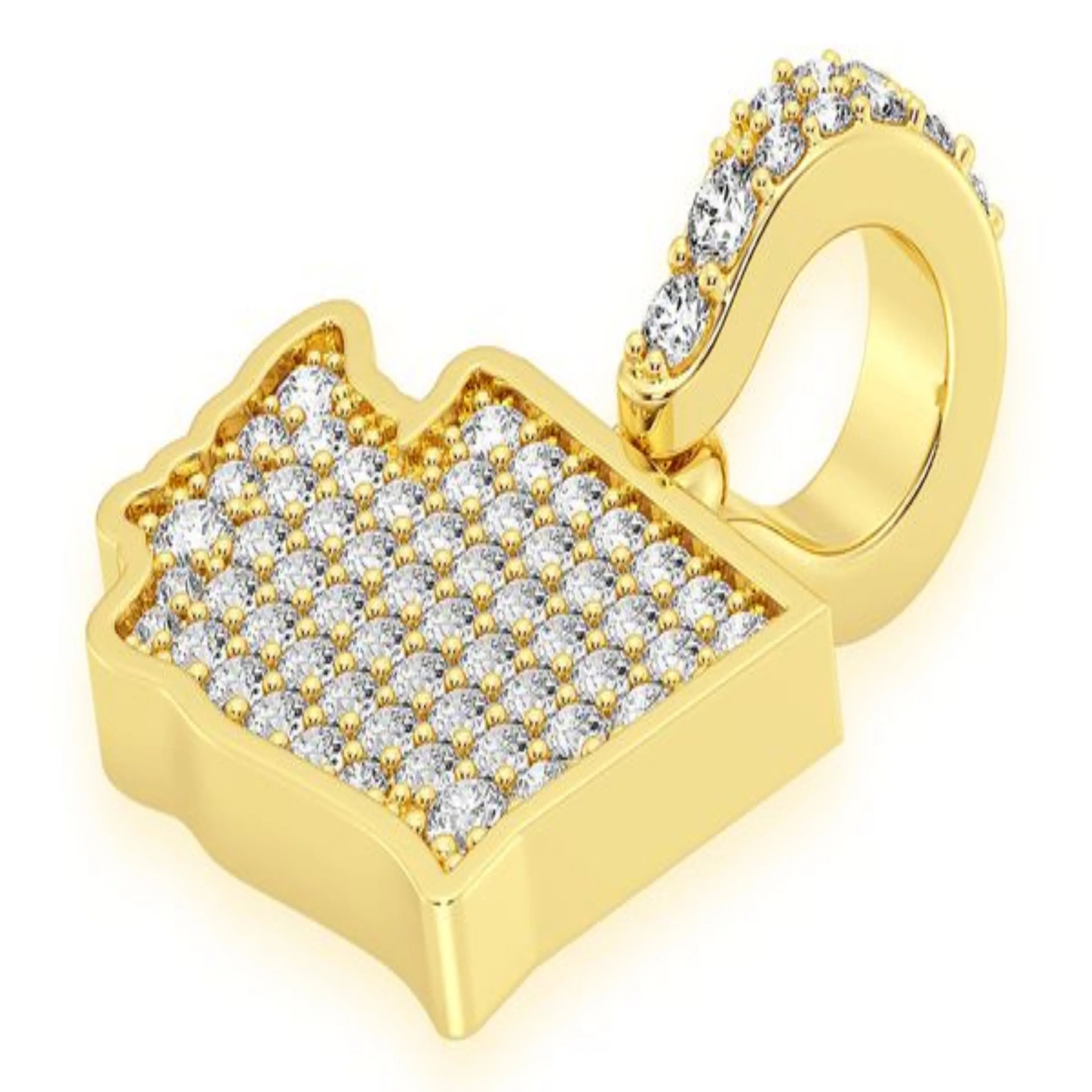 Washington State Diamond Pendant 14k Solid Gold - 0.33 CTW