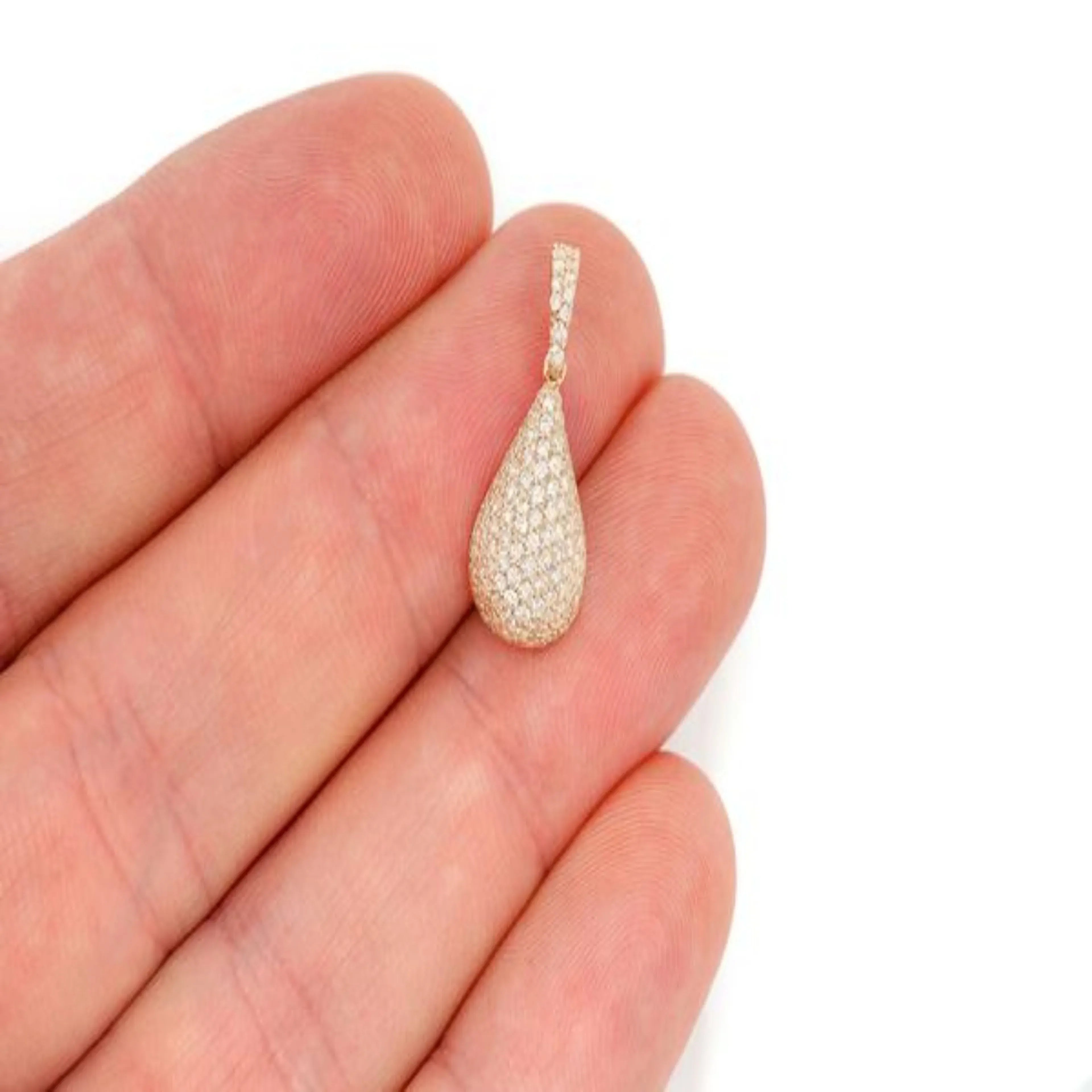 Water Drop Emoji Diamond Pendant 14k Solid Gold - 0.60 CTW