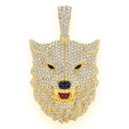 Wolf Diamond Pendant 14k Solid Gold - 4.75 CTW