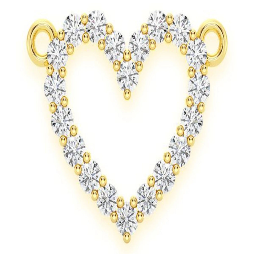 Open Heart Diamond Pendant 10k Solid Gold - 0.15 CTW