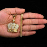 Iced Hip Hop Bling KING Crown Charm Diamond Pendant