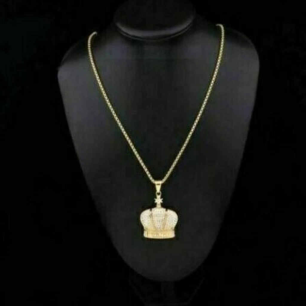 Crown Diamond Pendant 14k Solid Gold - 3.47 CTW
