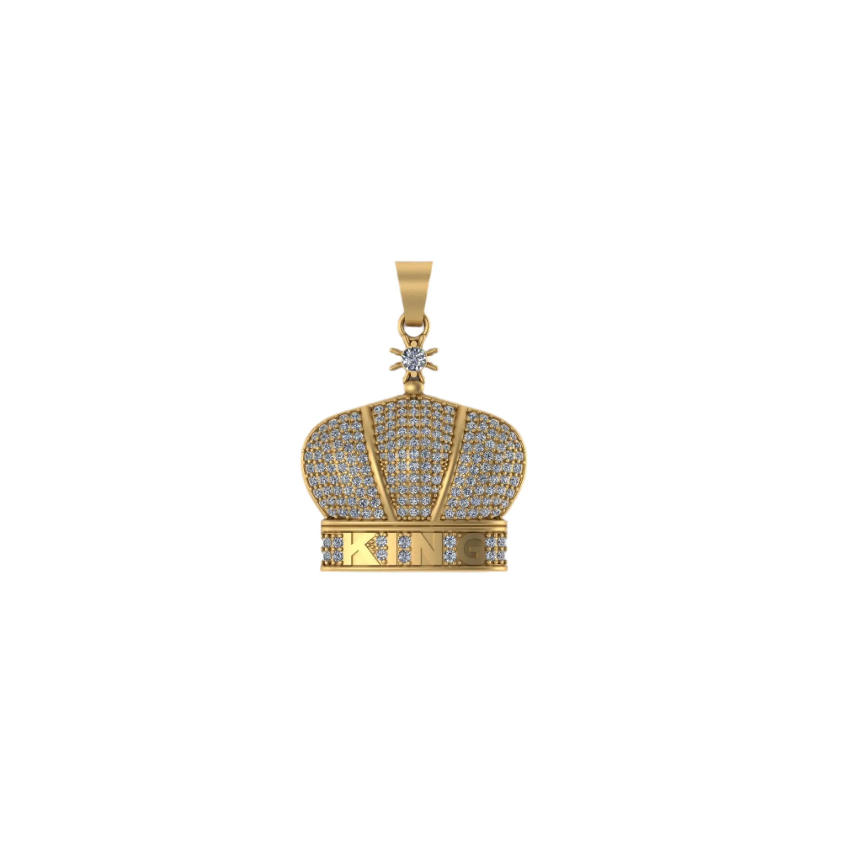 Crown Diamond Pendant 14k Solid Gold - 3.47 CTW