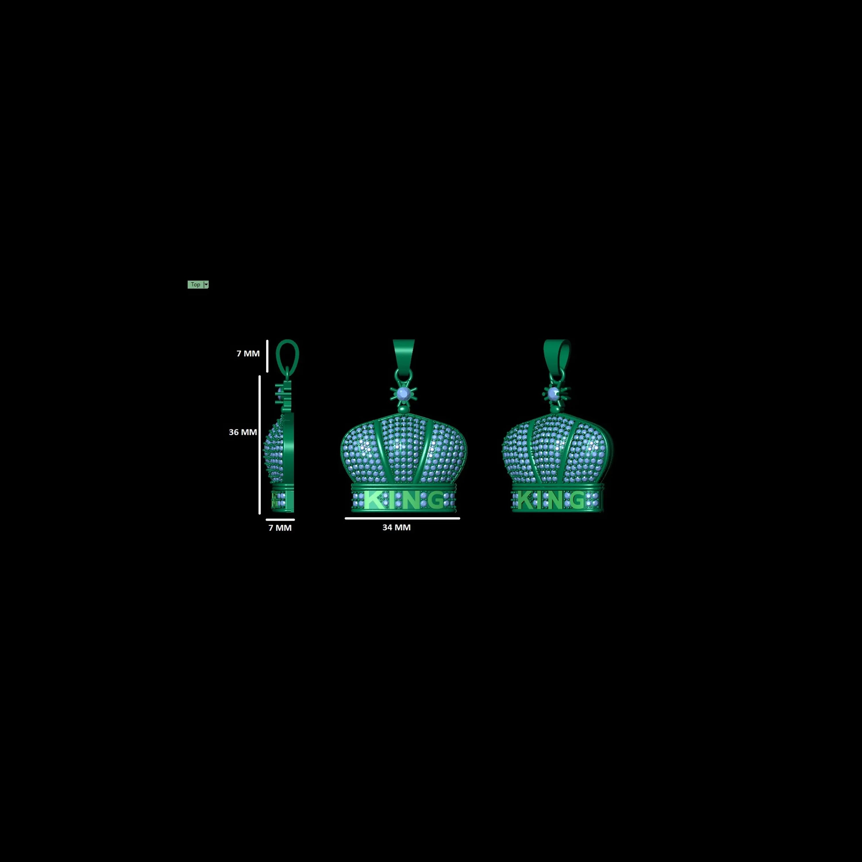 Crown Diamond Pendant 14k Solid Gold - 3.47 CTW