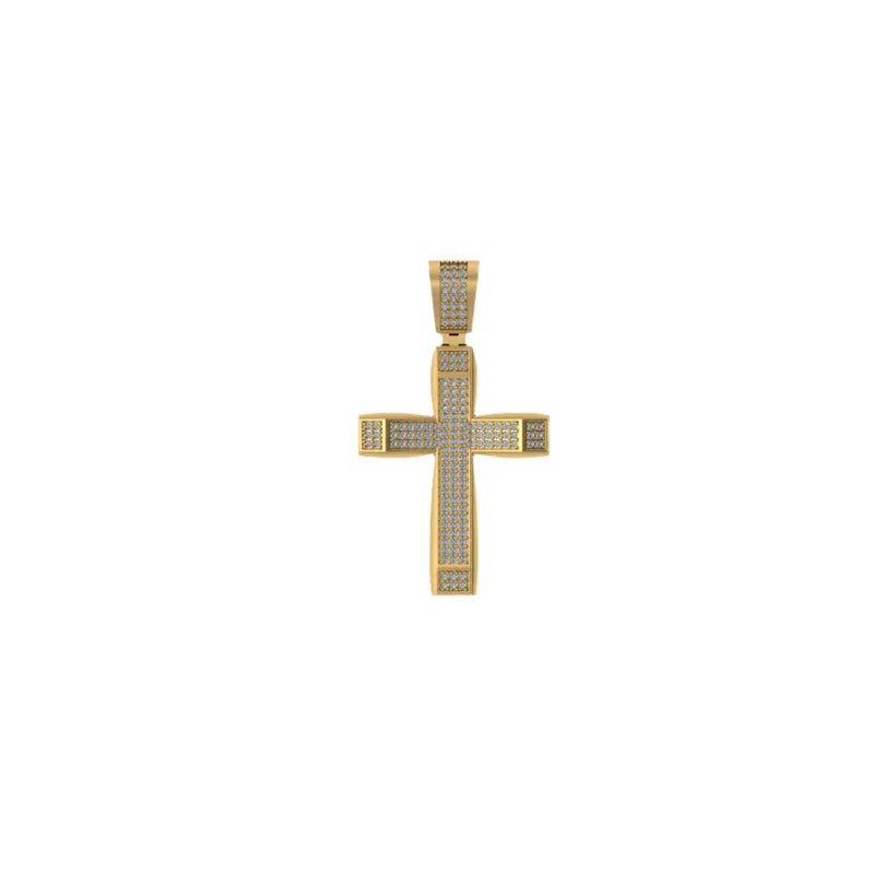 Cross Diamond Pendant 10K Solid Gold - 0.90 CTW