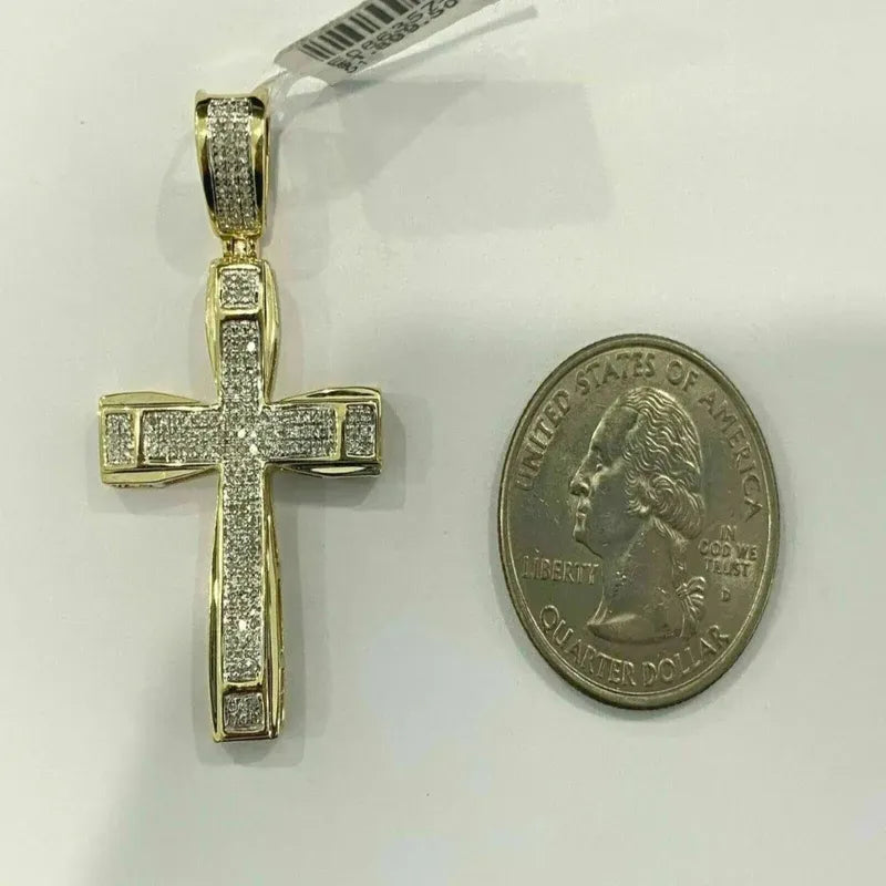 Cross Diamond Pendant 10K Solid Gold - 0.90 CTW