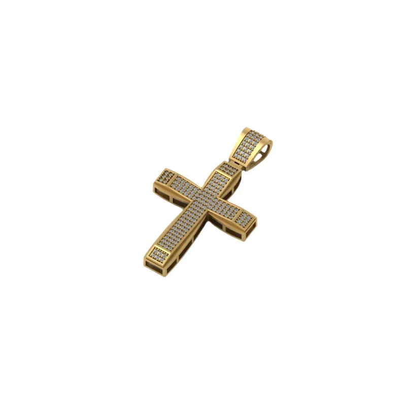 Cross Diamond Pendant 10K Solid Gold - 0.90 CTW