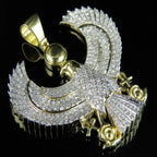 14K Gold Egyptian Eagle Diamond Pendant - 3.63 CTW