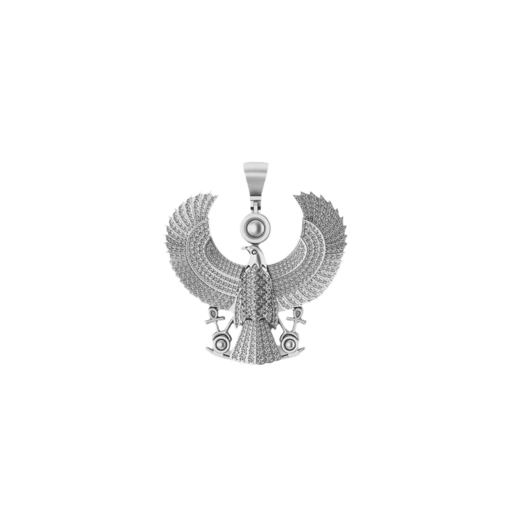 14K Gold Egyptian Eagle Diamond Pendant - 3.63 CTW
