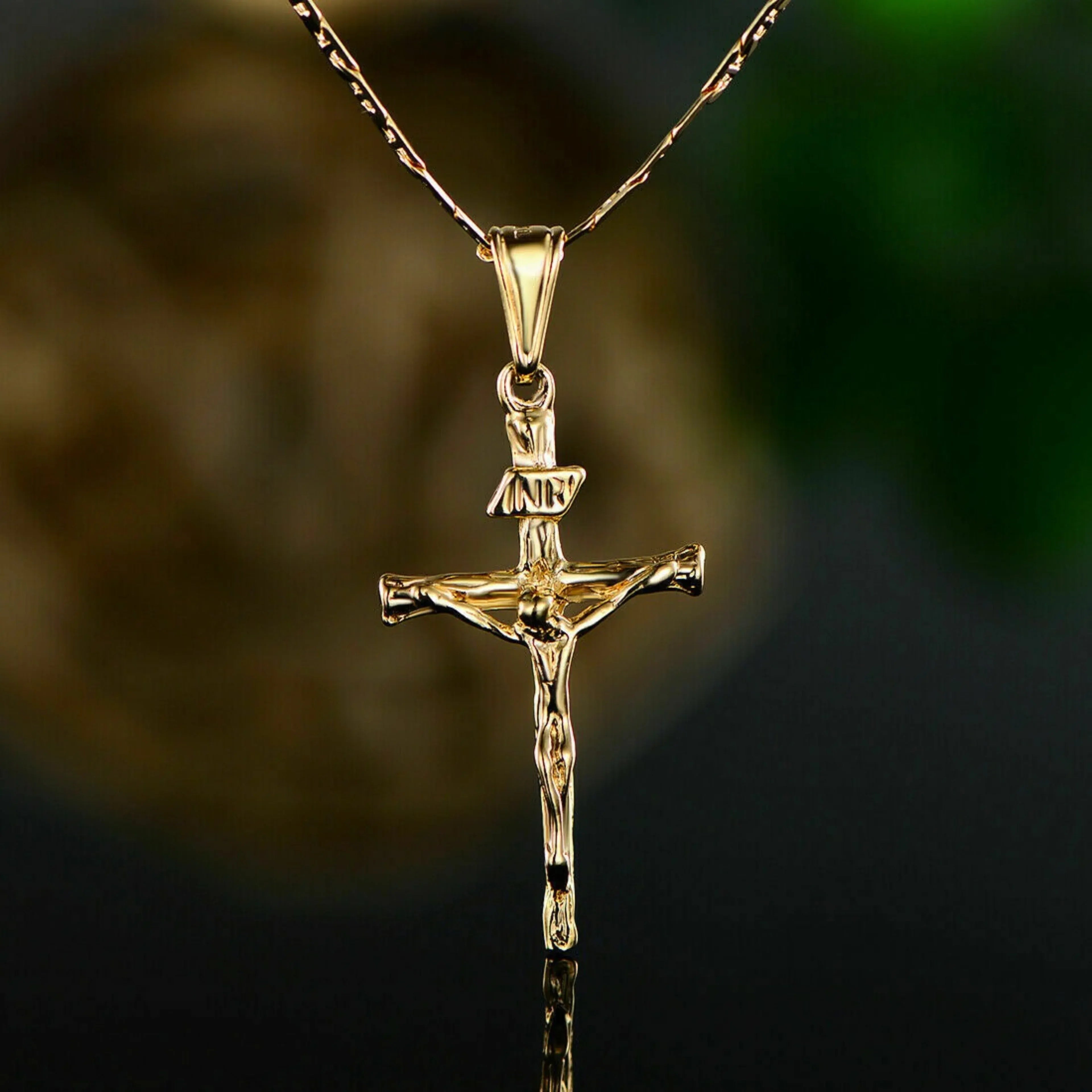 14k Solid Gold Crucifix Cross Necklace Charm Pendant