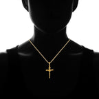 14k Solid Gold Crucifix Cross Necklace Charm Pendant