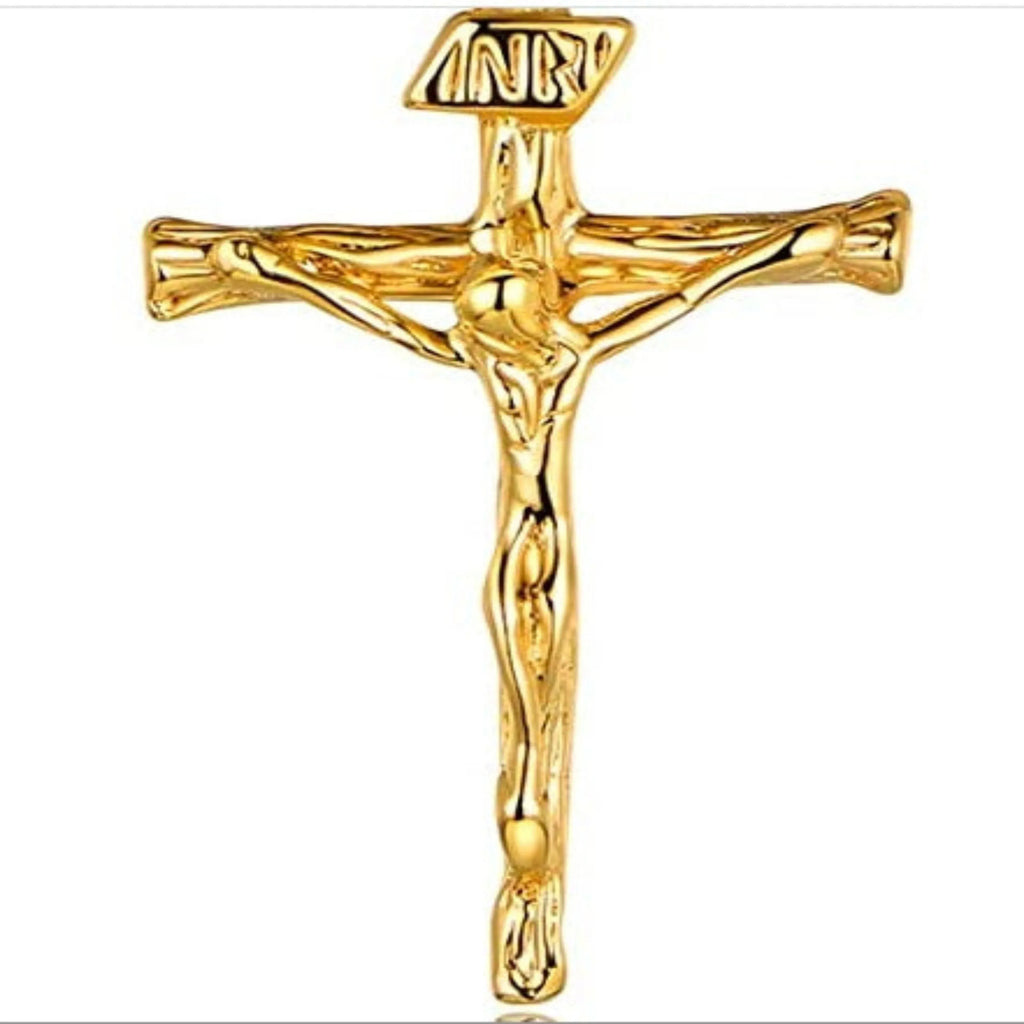 14k Solid Gold Crucifix Cross Necklace Charm Pendant