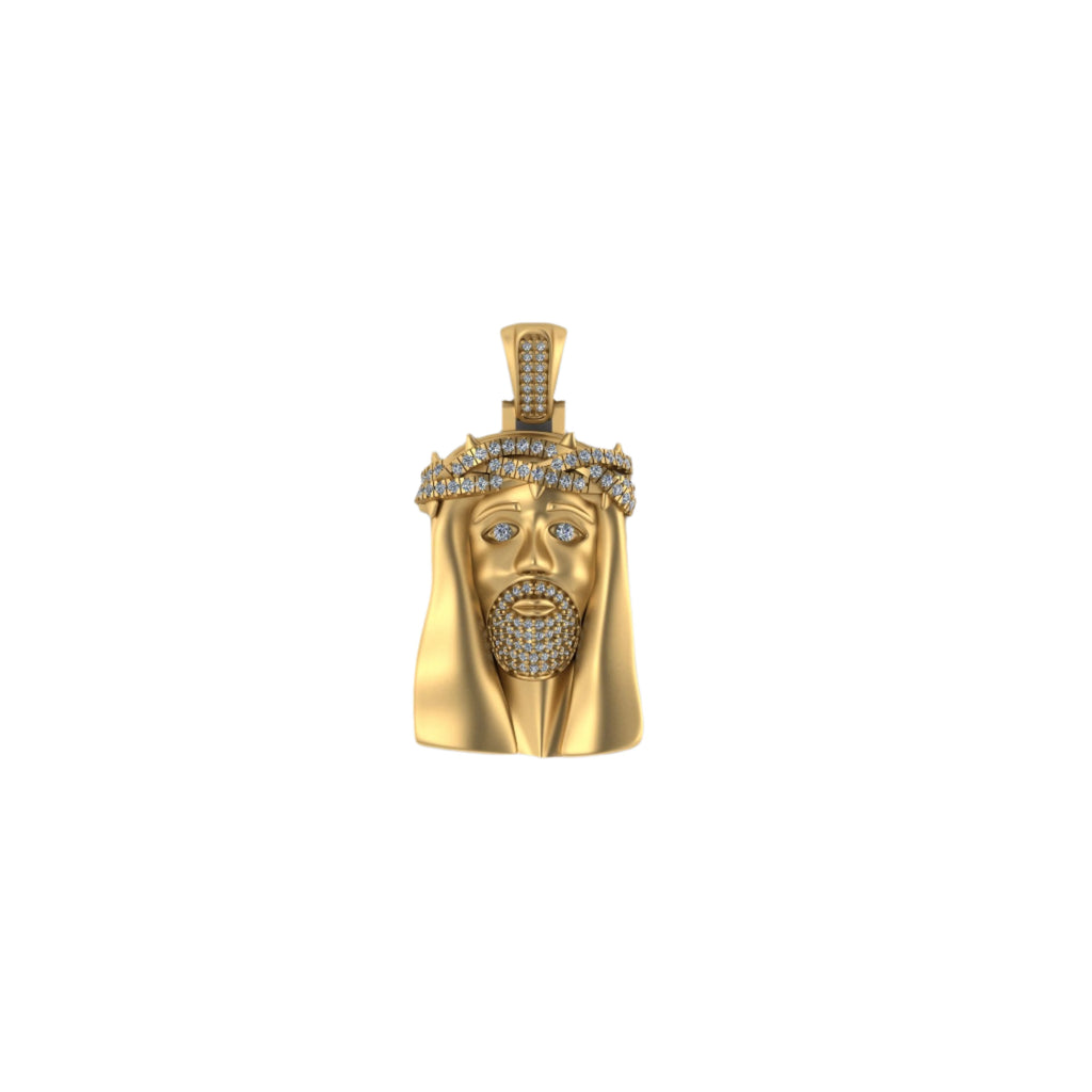 Jesus Diamond Pendant 14k Solid Gold 1.00ctw