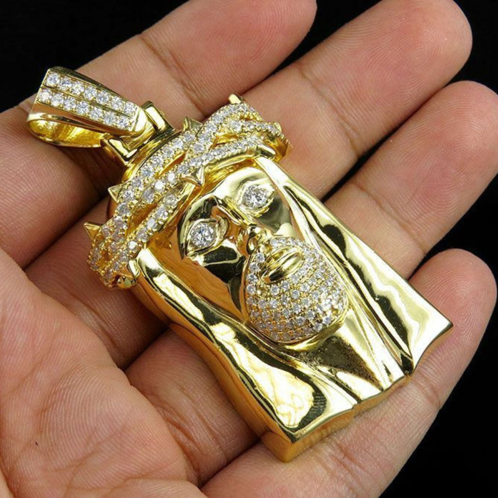 Jesus Diamond Pendant 14k Solid Gold 1.00ctw