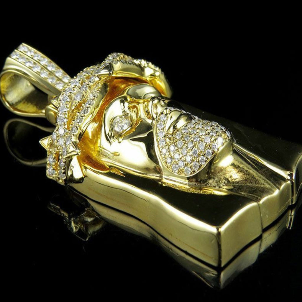 Jesus Diamond Pendant 14k Solid Gold 1.00ctw