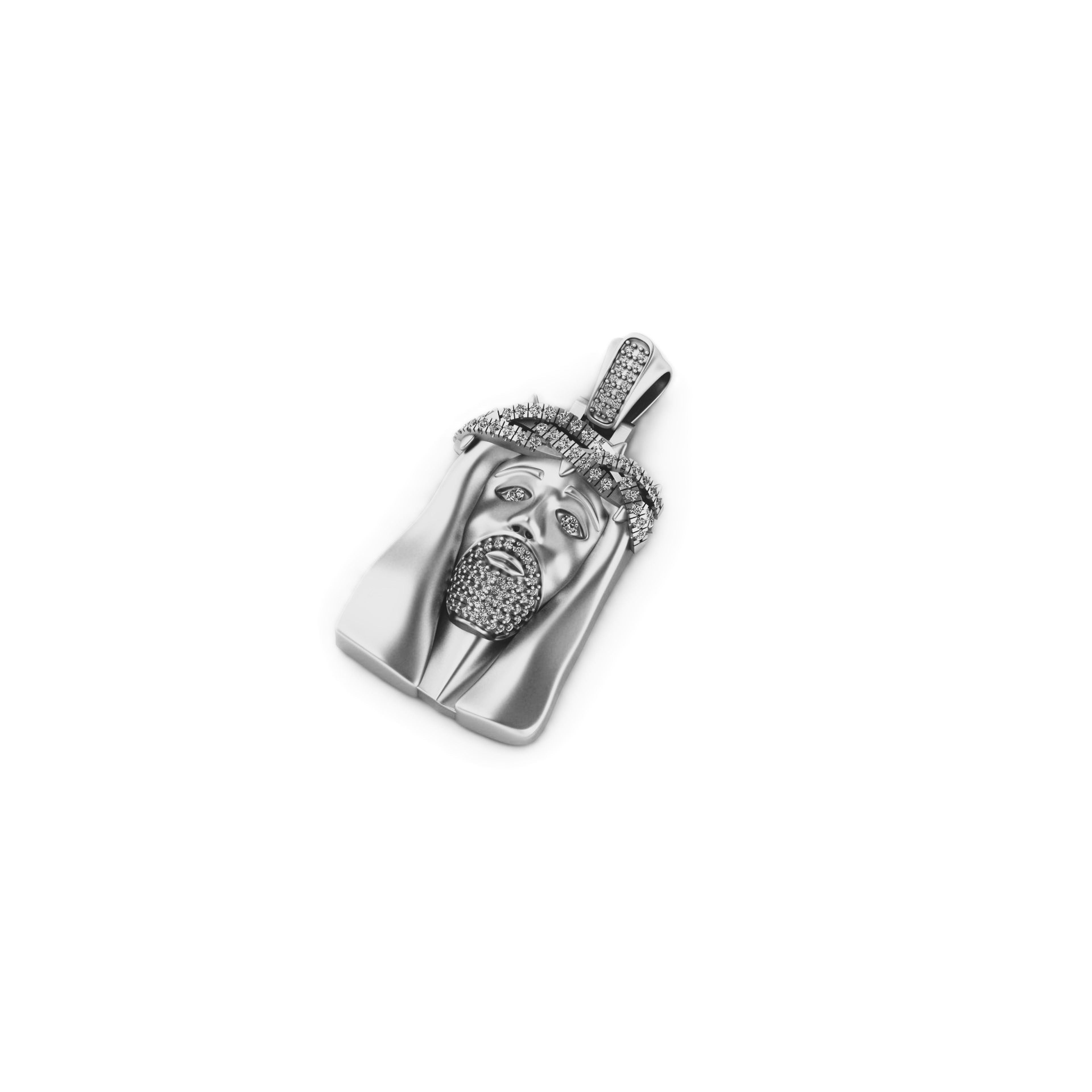 Jesus Diamond Pendant 14k Solid Gold 1.00ctw