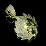 14K Yellow Gold Lab-Created Round VVS Diamond Dragon Ball Z Son Goku Animation Charm Custom Pendant