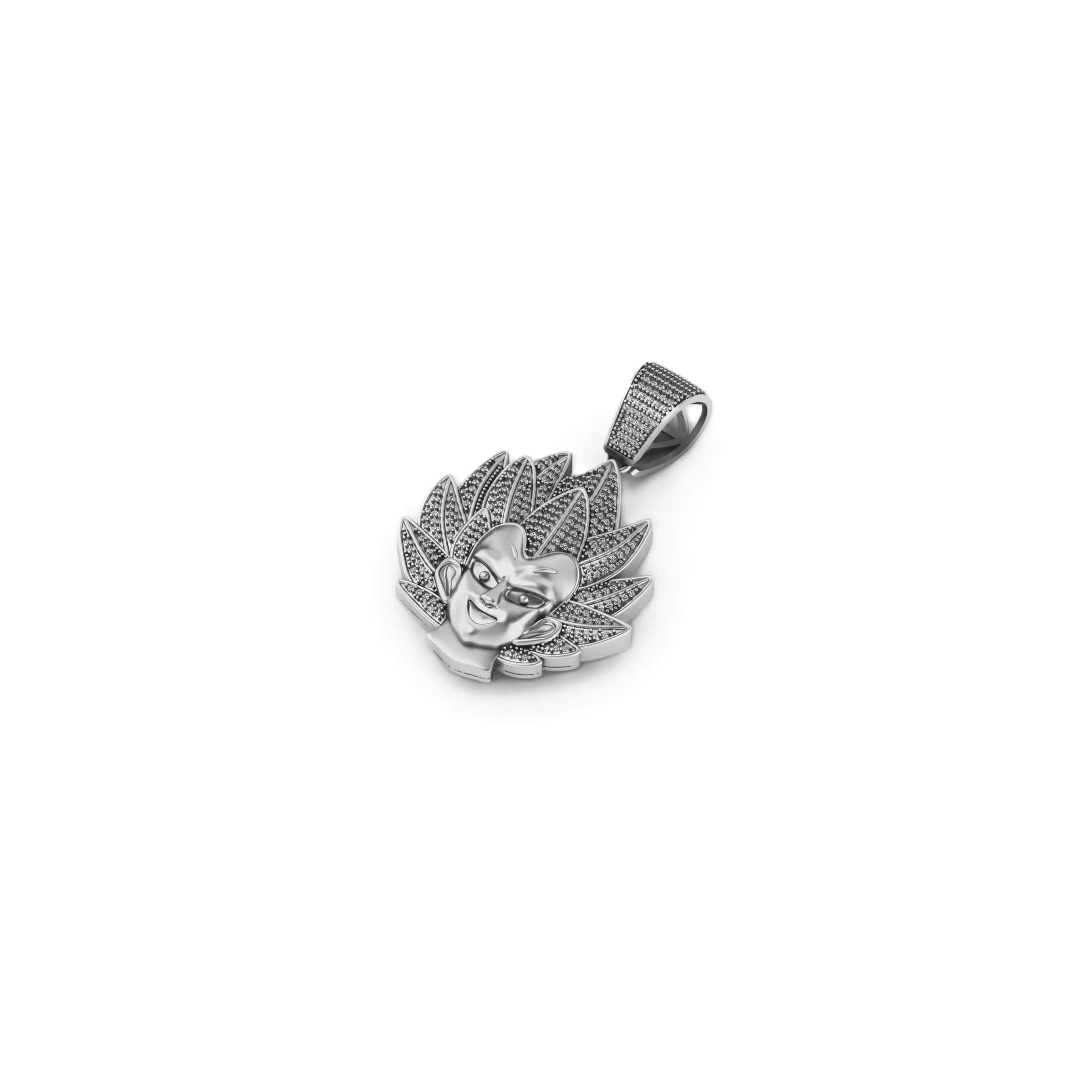 Dragon Ball Z Son Goku 14K solid Gold Pendant - 1.44 CTW