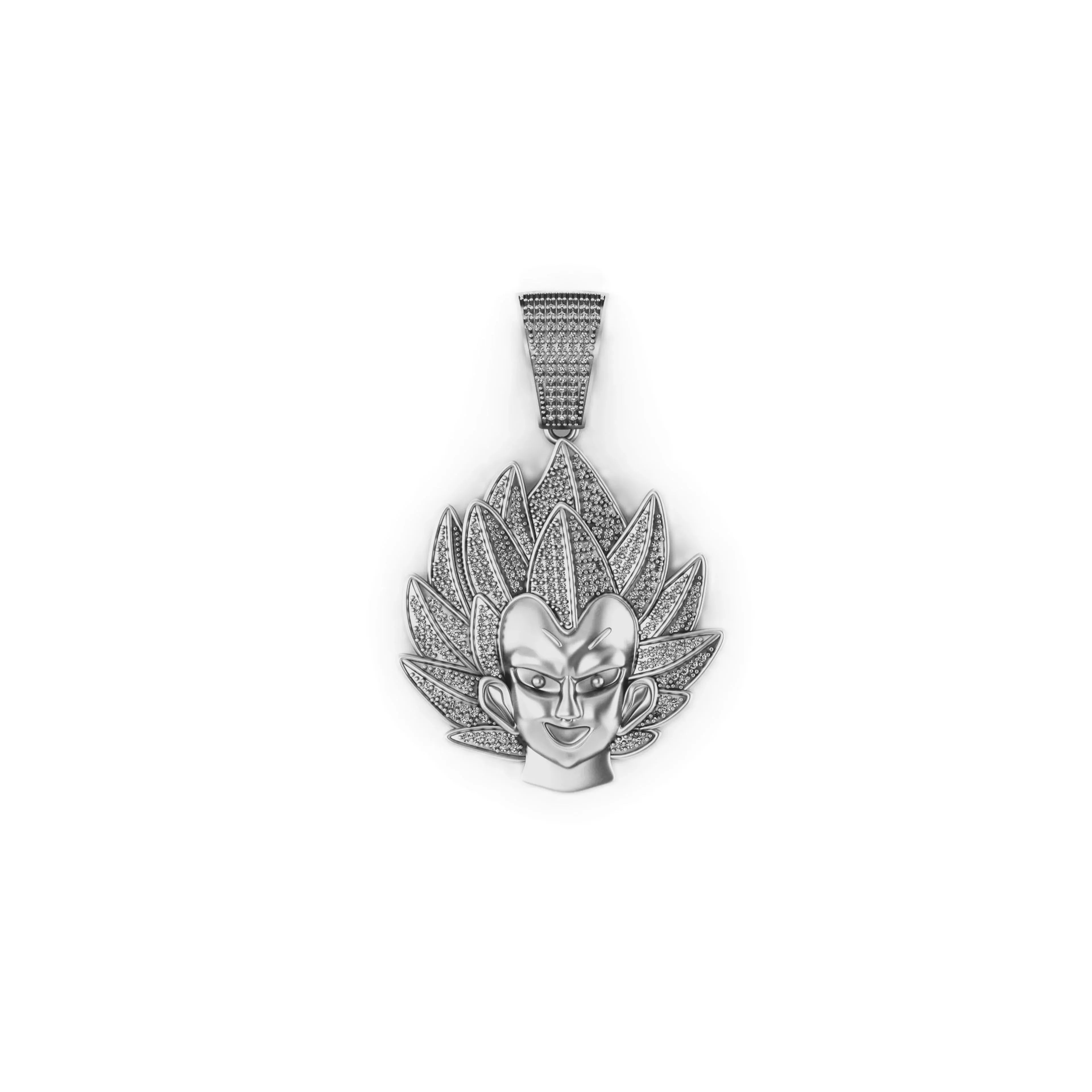 Dragon Ball Z Son Goku 14K solid Gold Pendant - 1.44 CTW