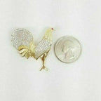 Rooster Diamond Pendant 14k Solid Gold - 0.61 CTW