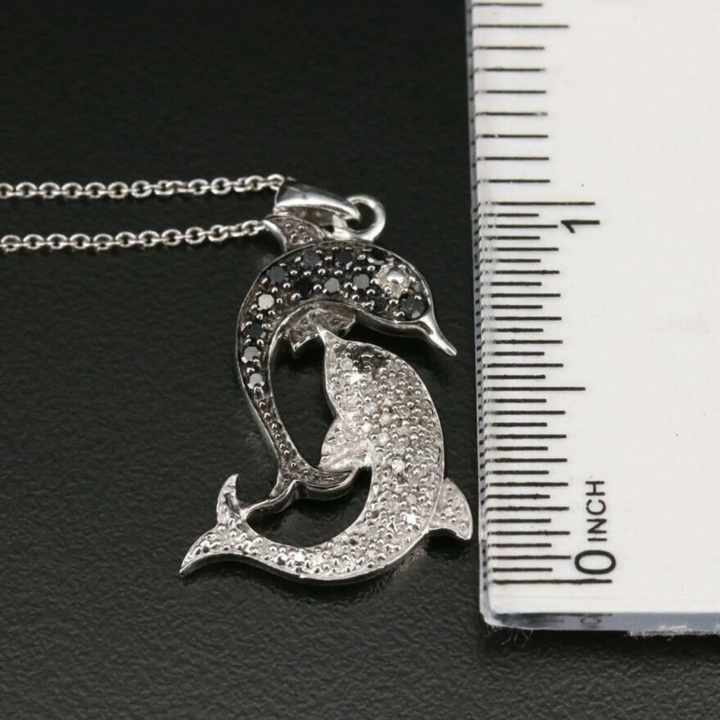 Dolphin Diamond Pendant 14k Solid Gold - 0.62 CTW