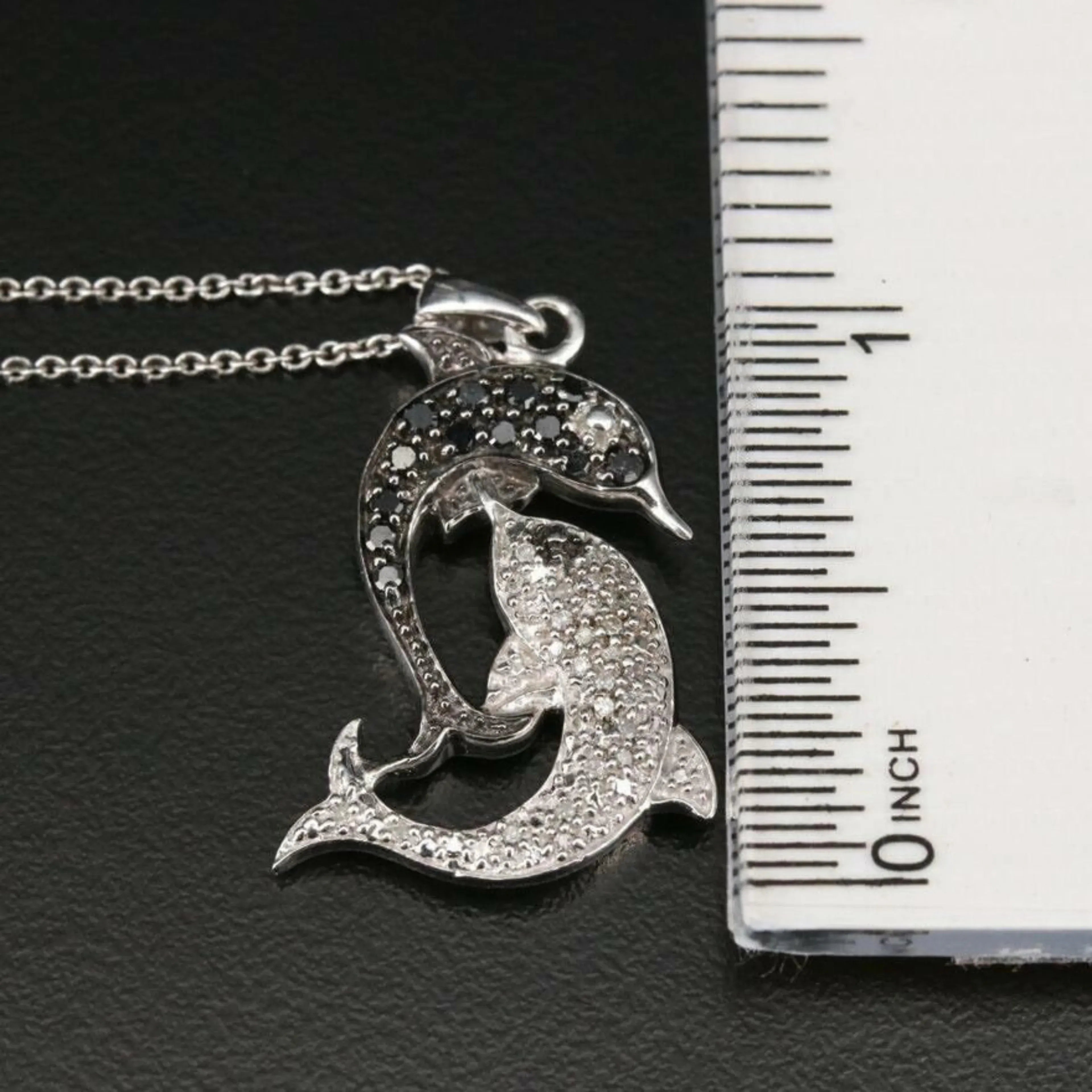 Dolphin Diamond Pendant 14k Solid Gold - 0.62 CTW