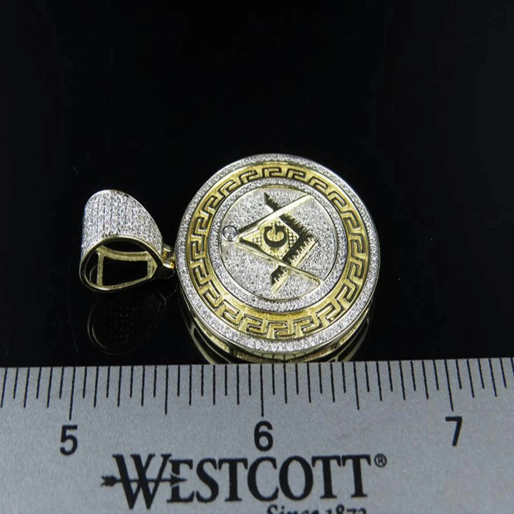 Masonic Symbol G Diamond Pendant 14k Solid Gold -1.05 CTW