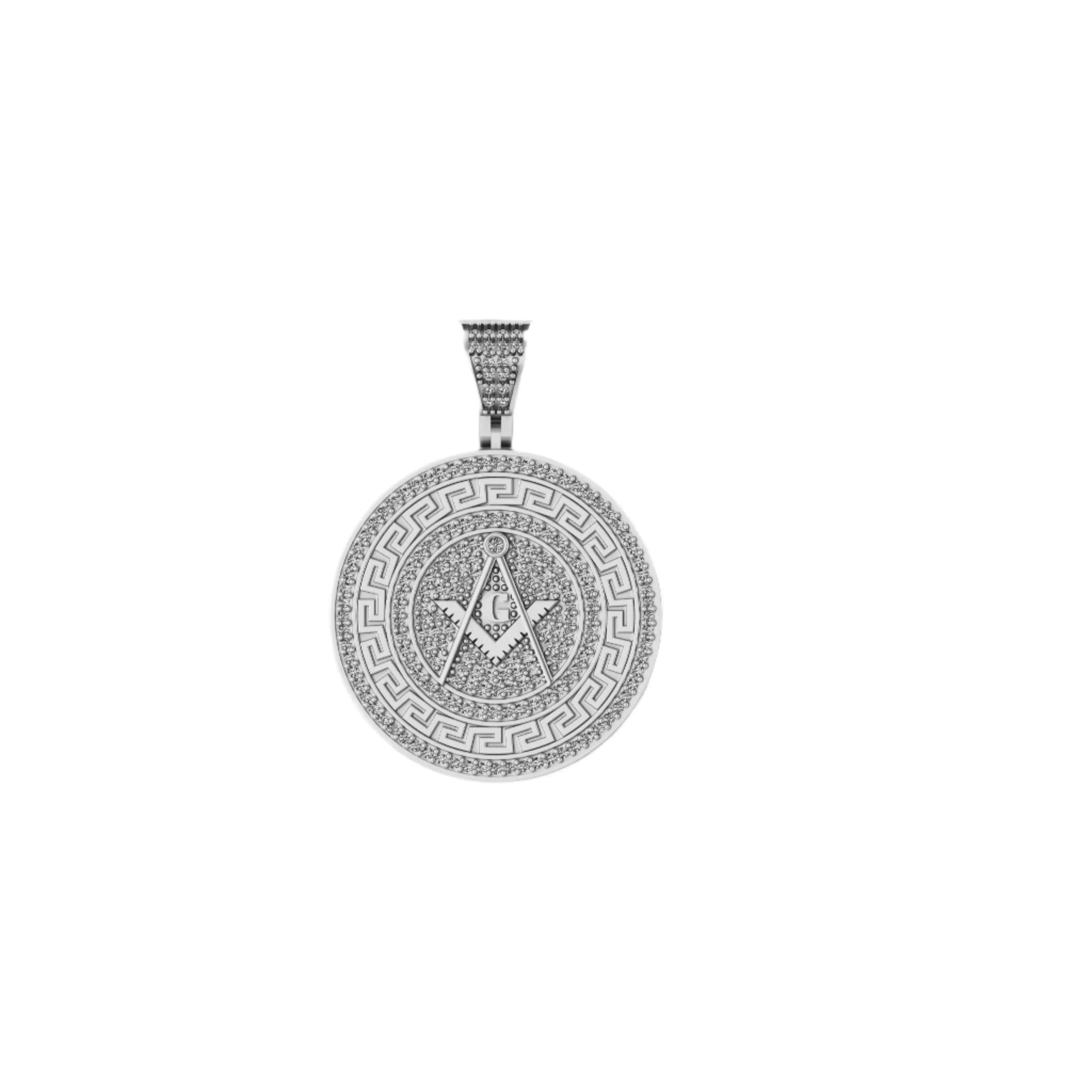Masonic Symbol G Diamond Pendant 14k Solid Gold -1.05 CTW