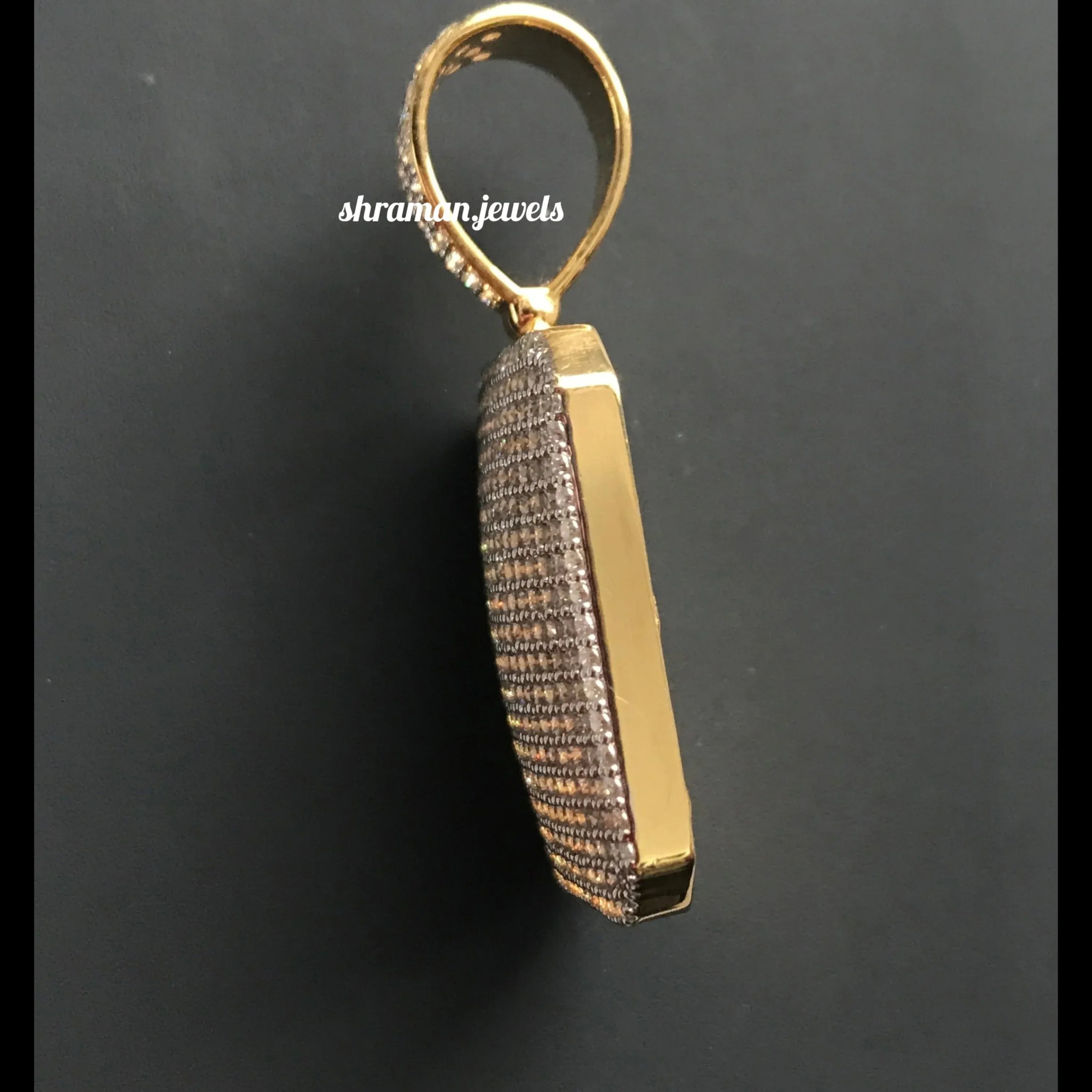 Custom Diamond Dog Tag Pendant 14k Solid Gold - 34.23 CTW