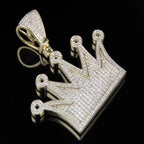 14K solid Gold Round Crown Diamond Pendant - 2.61 CTW