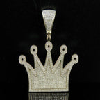 14K solid Gold Round Crown Diamond Pendant - 2.61 CTW