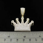 14K solid Gold Round Crown Diamond Pendant - 2.61 CTW