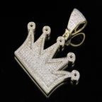 14K solid Gold Round Crown Diamond Pendant - 2.61 CTW