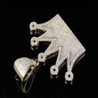 14K solid Gold Round Crown Diamond Pendant - 2.61 CTW