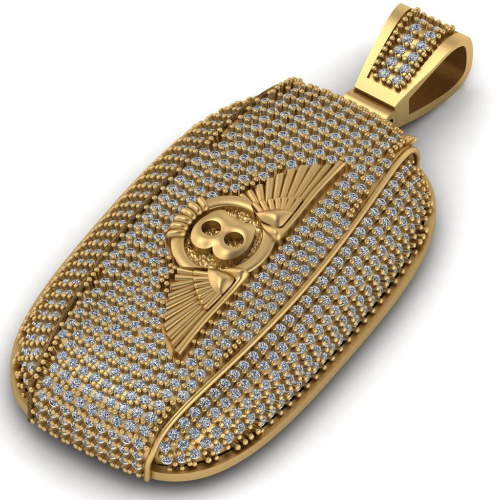 Custom Diamond Dog Tag Pendant 14k Solid Gold - 3.37 CTW