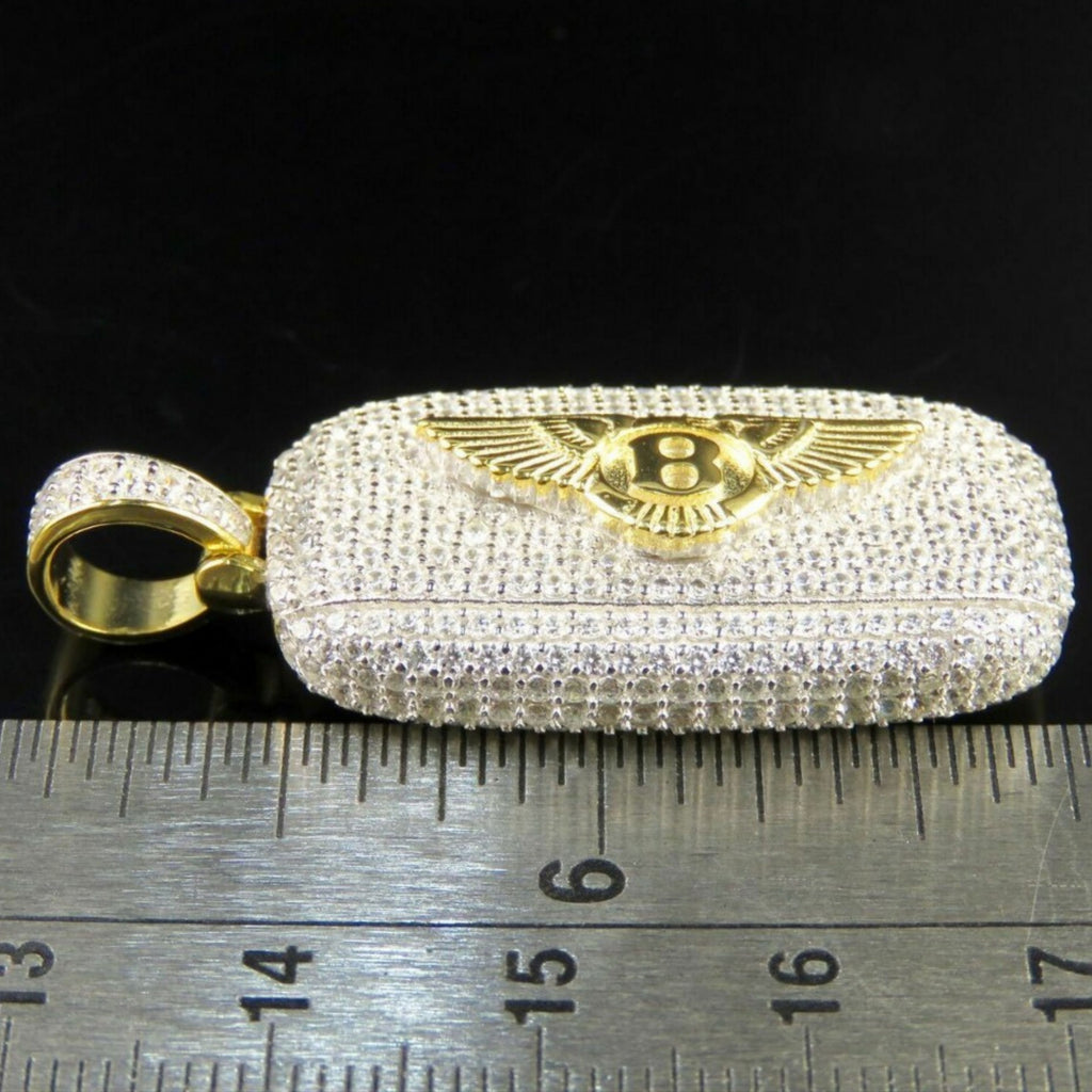 Custom Diamond Dog Tag Pendant 14k Solid Gold - 3.37 CTW
