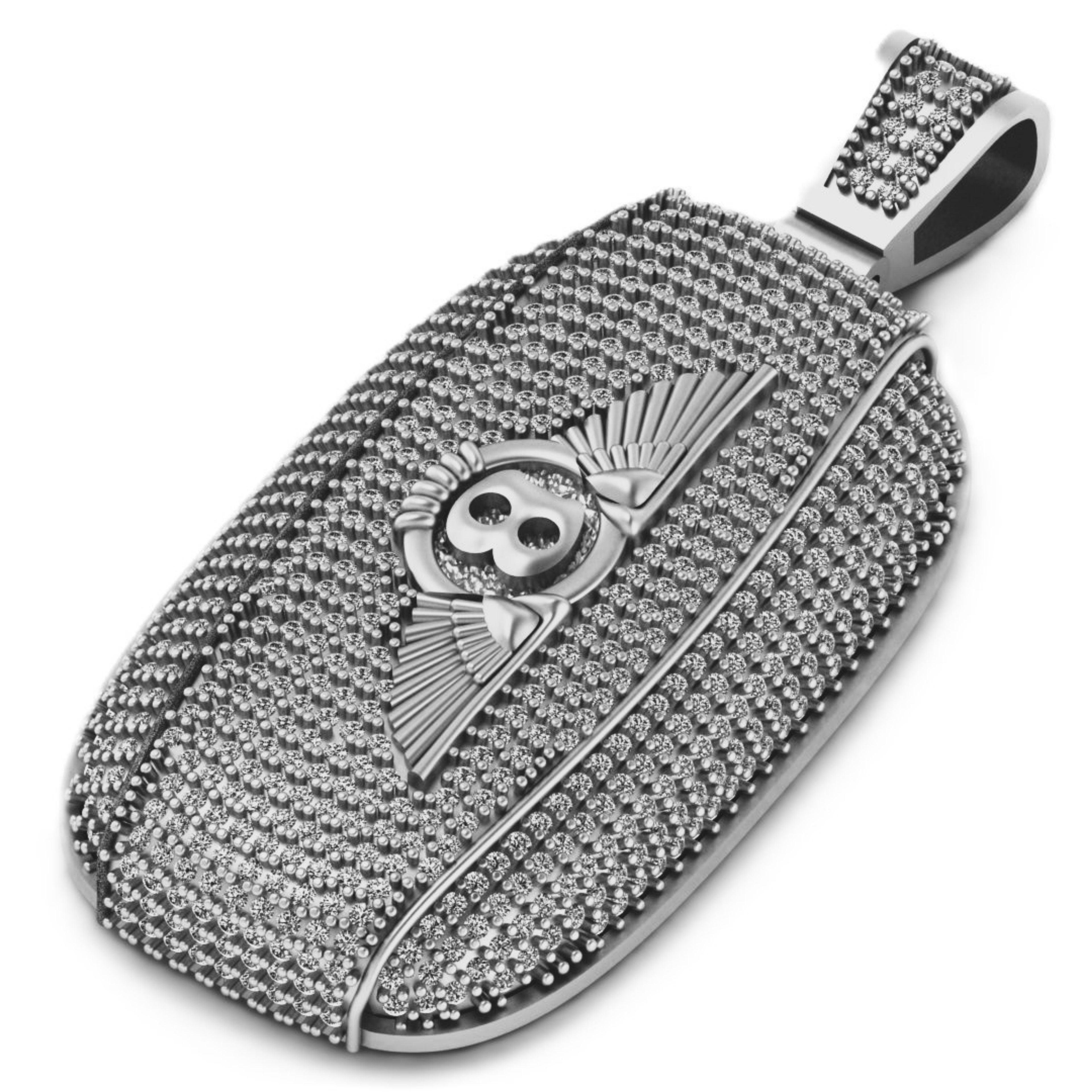 Custom Diamond Dog Tag Pendant 14k Solid Gold - 3.37 CTW