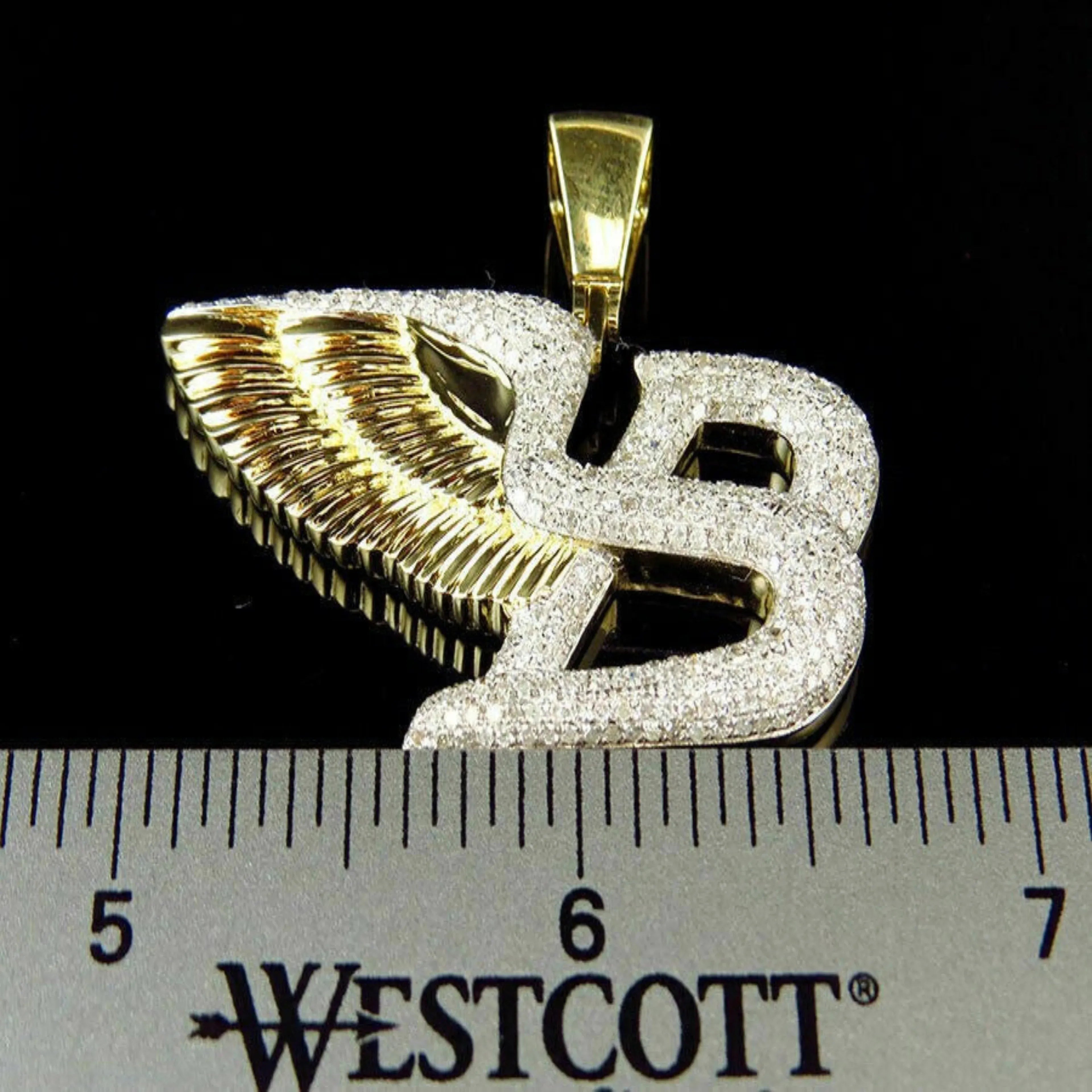 Bentley Logo Diamond Pendant 14K Solid Gold - 1.58 CTW