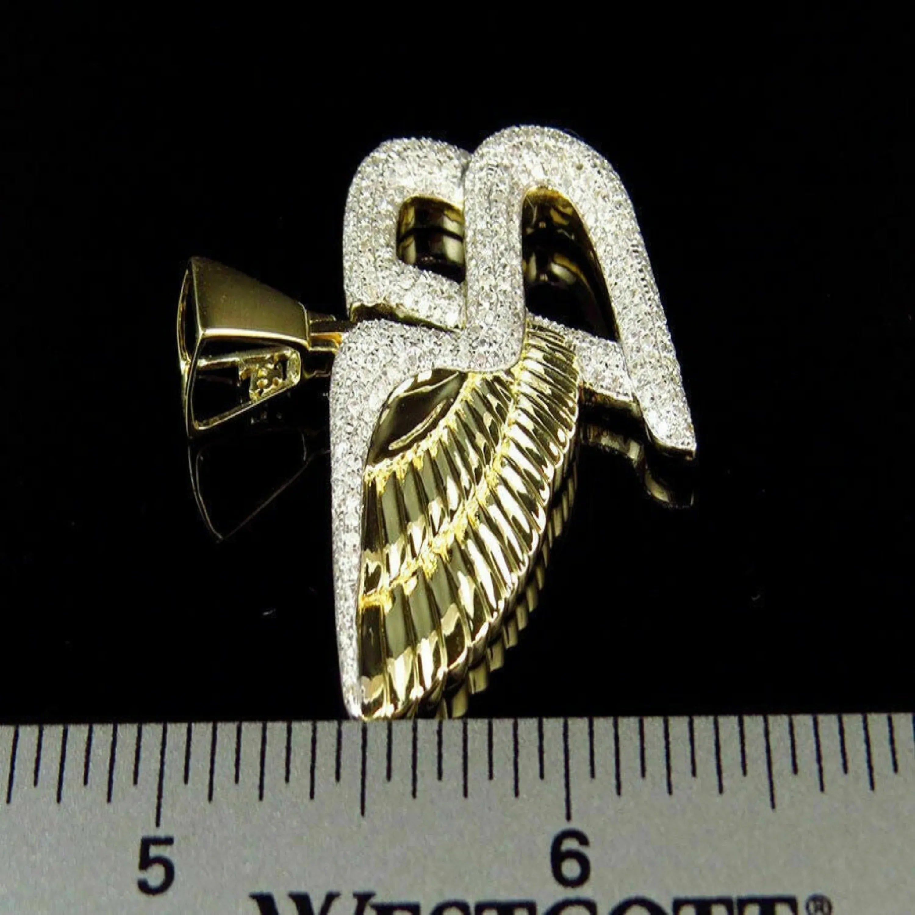 Bentley Logo Diamond Pendant 14K Solid Gold - 1.58 CTW